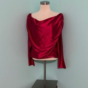 Express Red Satin Drape Top